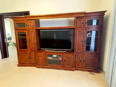 Large Wooden Entertainment Center / TV Unit - Solid Look