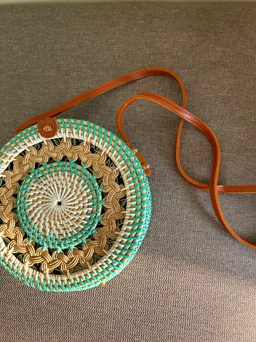 Round Woven Straw Crossbody Bag