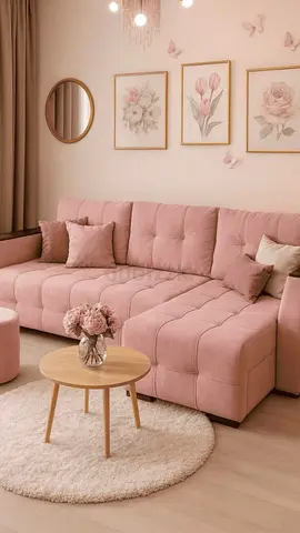 New premium high quality L shaped 3 seater blush pink colour corner sofa