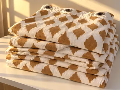 IKEA 4 Panels for 2 windows of IKEA EKSPINNARE curtains, brown and cream - Great Condition