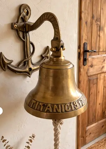Brass Titanic vintage Ship Bell with Anchor Wall Mount - Decorative Collectible