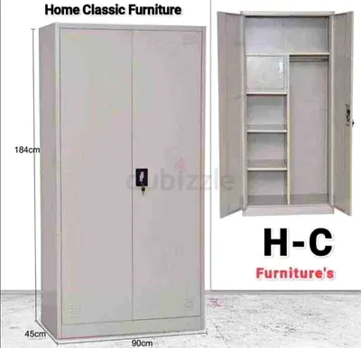 Metal Storage Wardrobe Cabinet 2-Door with Shelves and Hanging Rail (184cm)