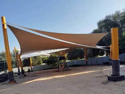Sail shade structure for outdoor area