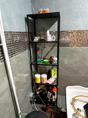 Black Metal Bathroom Storage Shelf Unit - 4 Open Shelves