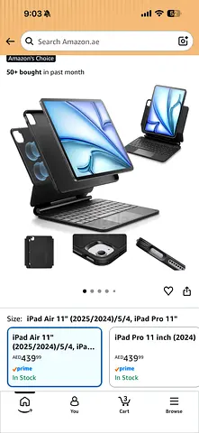 ESR for iPad Air 11 Inch Case with Keyboard M4/M3/M2 (2026/2025/2024) & iPad Pro 11/Air 5th/4th Gen