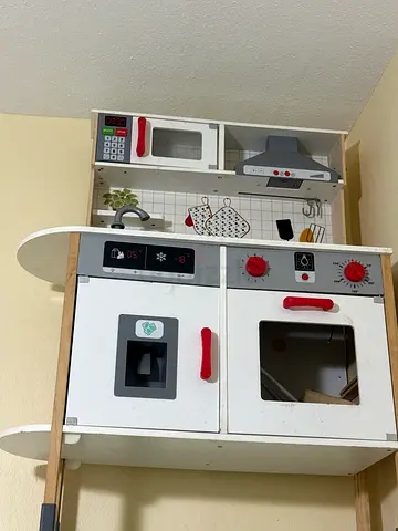 Wooden Play Kitchen with Oven, Microwave and Accessories