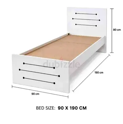 Single Bed Frame 90 x 190 cm - White MDF Bed