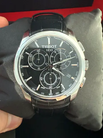 Tissot Chronograph Men's Watch - Black Dial, Leather Strap