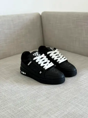 Louis Vuitton Black Designer Sneakers with White Laces - Preowned, sizes 36 to 47