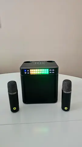 Portable Bluetooth Party Speaker with 2 Wireless Microphones - Karaoke