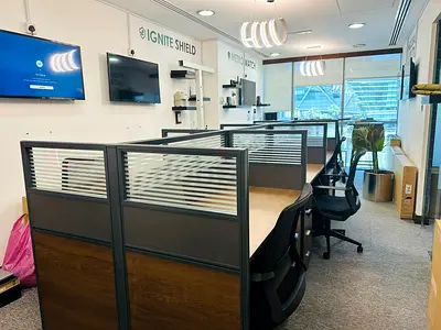 Used Office Workstations / Partitioned Cubicles set with attached drawers of 8