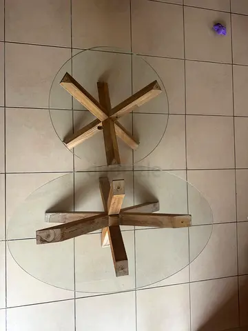Coffee tables wood and glass (2x)