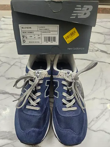 Used New Balance ML574EVN Men's Sneakers Size 9.5 UK (Blue)
