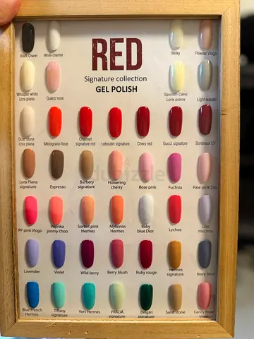 Full set-Nail Polish Color Display Board — 40+ Sample Swatches (Red Signature Collection