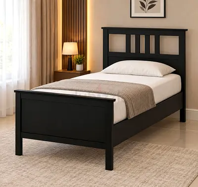 Modern Black Wooden Single Bed Frame