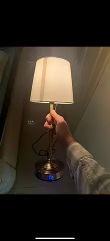 Metal Base Table Lamp with Fabric Shade - Working Condition