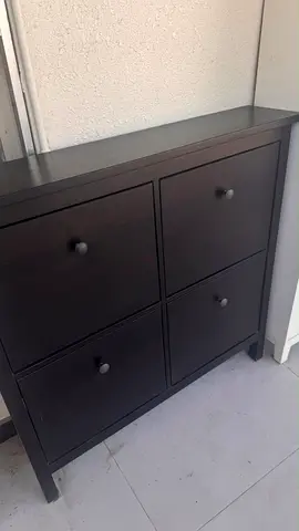 Dark Wood 4-Compartment Shoe Cabinet / Storage Unit