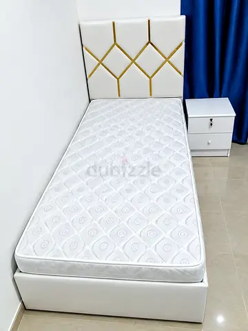 Brand new single size velvet Bed including mattress available