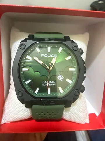 Police Batman men's wristwatch - green dial and strap