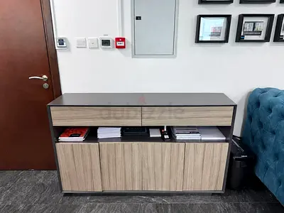 EDGE Series Credenza – Black Medium Height Cabinet