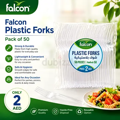 Pack of 50 Falcon Plastic Disposable Forks