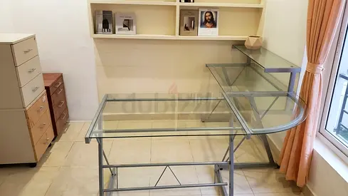 Modern L-Shaped Glass Top Office Desk