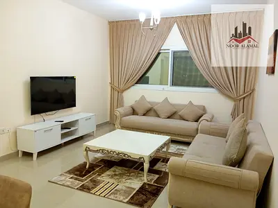 Sharjah, Al Taawun: Furnished apartment (newly furnished, first occupancy) located behind Day-to-Day. It features two bedrooms, a living room, a kitch