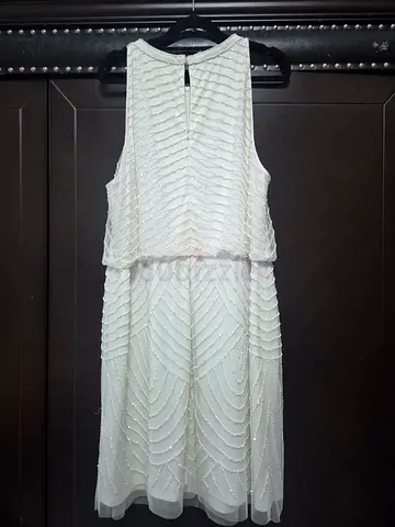 White Beaded Sleeveless Party Dress - Size 20