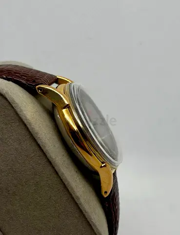 Selling my gold filled vintage breitling black gilt 1940s men's wristwatch with brown leather strap