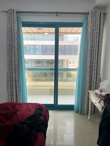 2 layer Curtains with rods