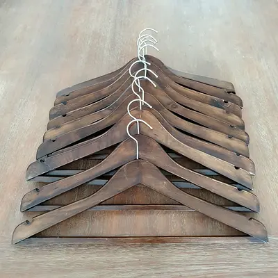 Set of 10 high quality Wooden Clothes Hangers - Dark Brown