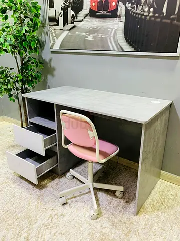 Compact grey study desk with drawers - good condition
