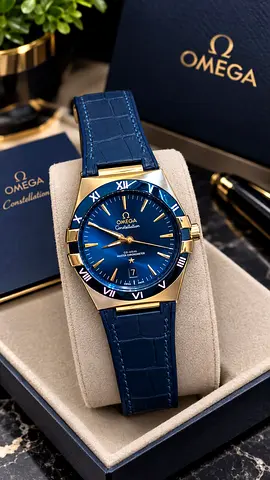 Omega Constellation Blue Dial Two-Tone Men’s Watch with Leather Strap