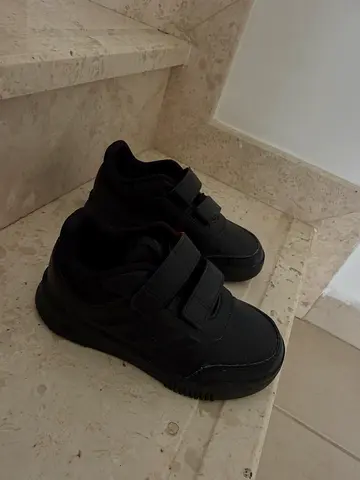 Boys black school shoes with velcro straps - gently used, adidas, UK kids size 11