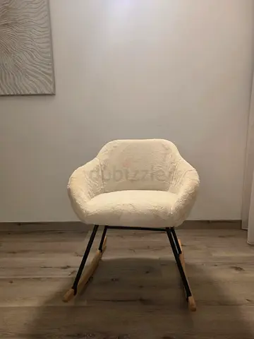 Pan Emirates Yuko Rocking Chair Elegant Stylish cream velvet