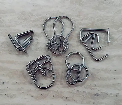 Metal Brain Teaser Puzzle Set - 5 Pieces