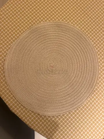 Set of 6 Round Beige Placemats