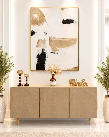 Modern Wooden Sideboard / Console Cabinet - Light Oak Finish