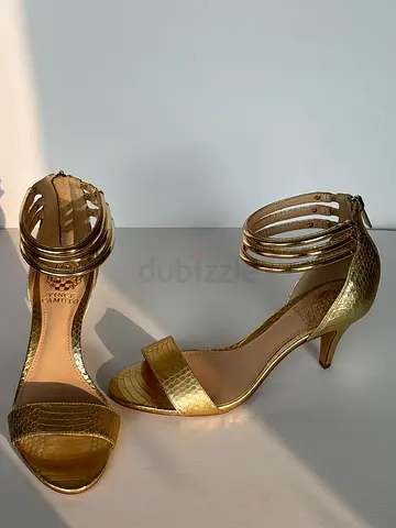 Vince Camuto Misha Gold Metallic Snake Heels – Size 37.5 US 7.5M