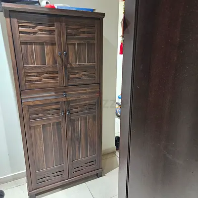 Wooden Shoe Cabinet with Multiple Shelves - Dark Brown
