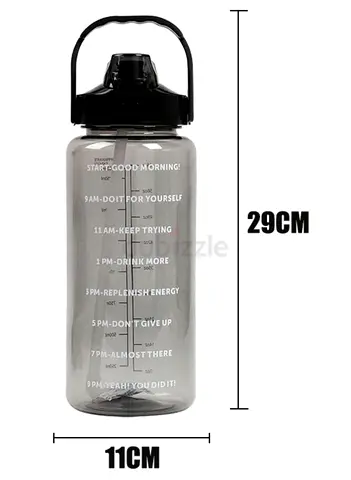 Large 2L Motivational Time Marker Water Bottle with Carry Handle