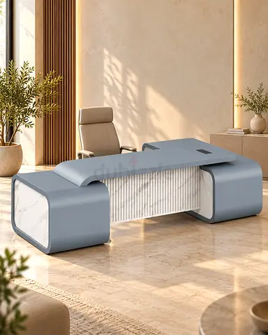 L-Shaped CEO Executive Desk with Double Side Cabinet in Dubai