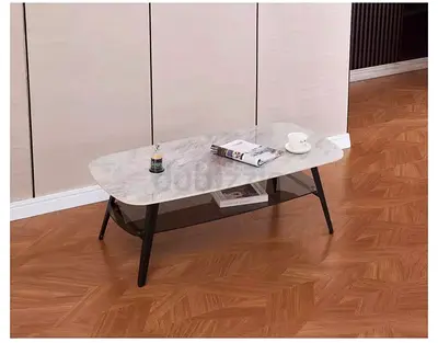 Brand new. Modern Marble-Top Coffee Table with Lower Shelf - Perfect Condition