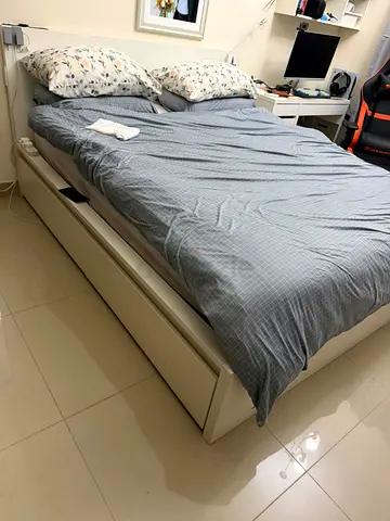 IKEA queen size bed with 4 storage drawer for sale