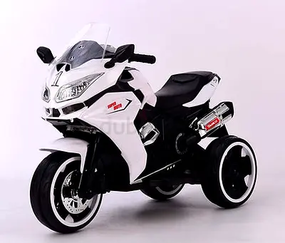 Kids' Power Ride-On Motorbike 12V - White ( 3 - 7 Years)