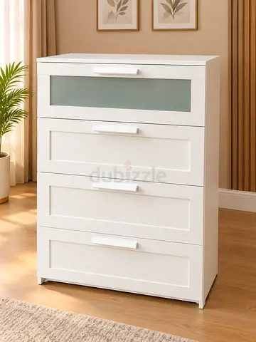 White 4-Drawer Shoe Cabinet / Storage Chest - Modern Design