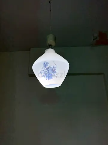 Ceiling light fixture with floral glass shade - working condition