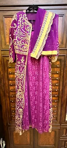 Purple embroidered traditional long dress with matching dupatta - one piece (never worn)