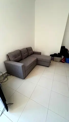 grey L-shaped sofa bed with chaise, storage, Brand New,selling bcz size big for my small space.