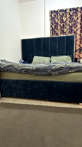 Super King-size upholstered bed, dark blue 200x200